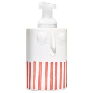 Bath & Body Works White Ceramic Face Soap Dish with Coral Stripes